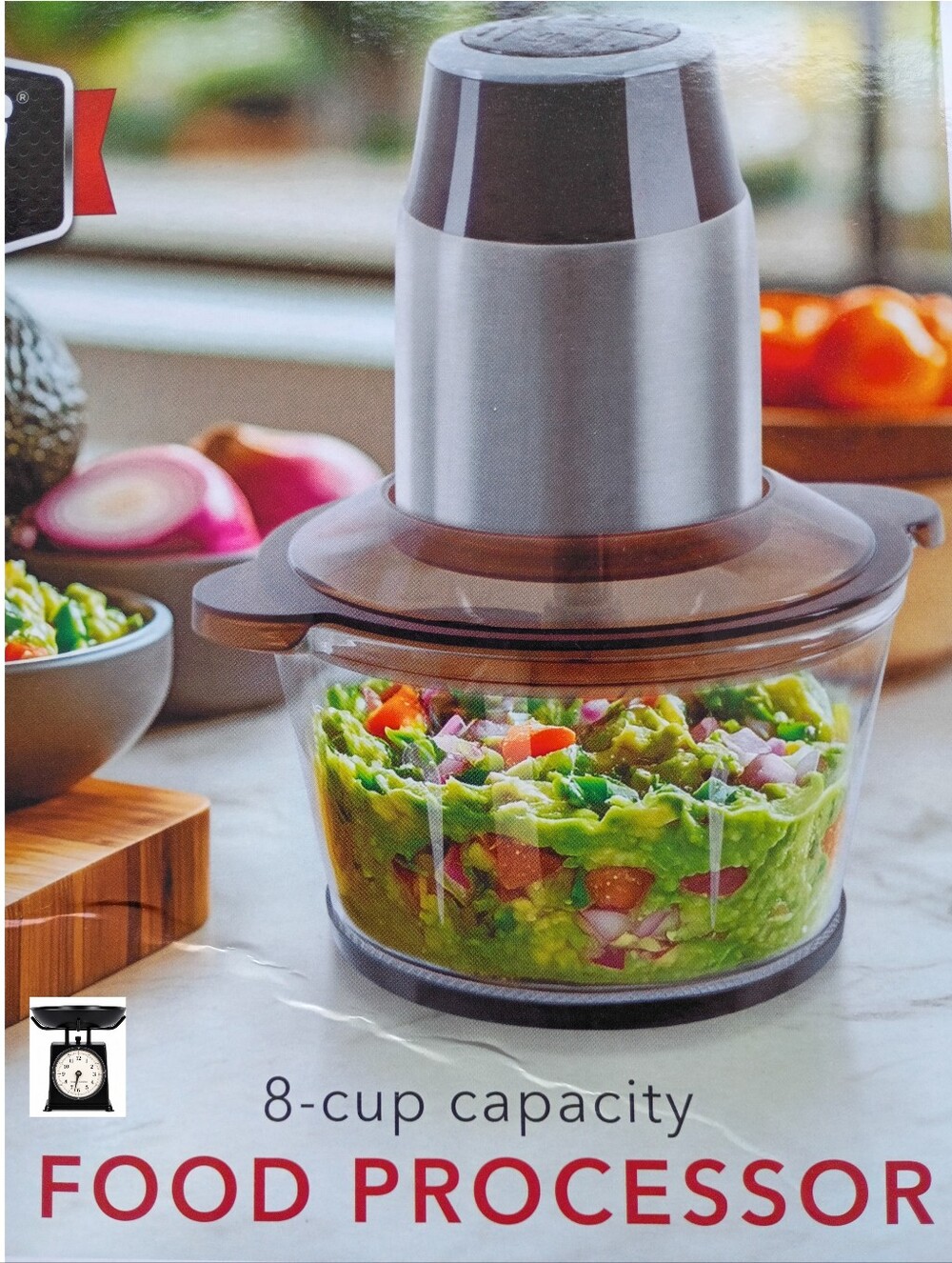 Parini Food Processor 8 Cup Capacity 2 Speed BPA Free Silver & Black 2 Blade NWT